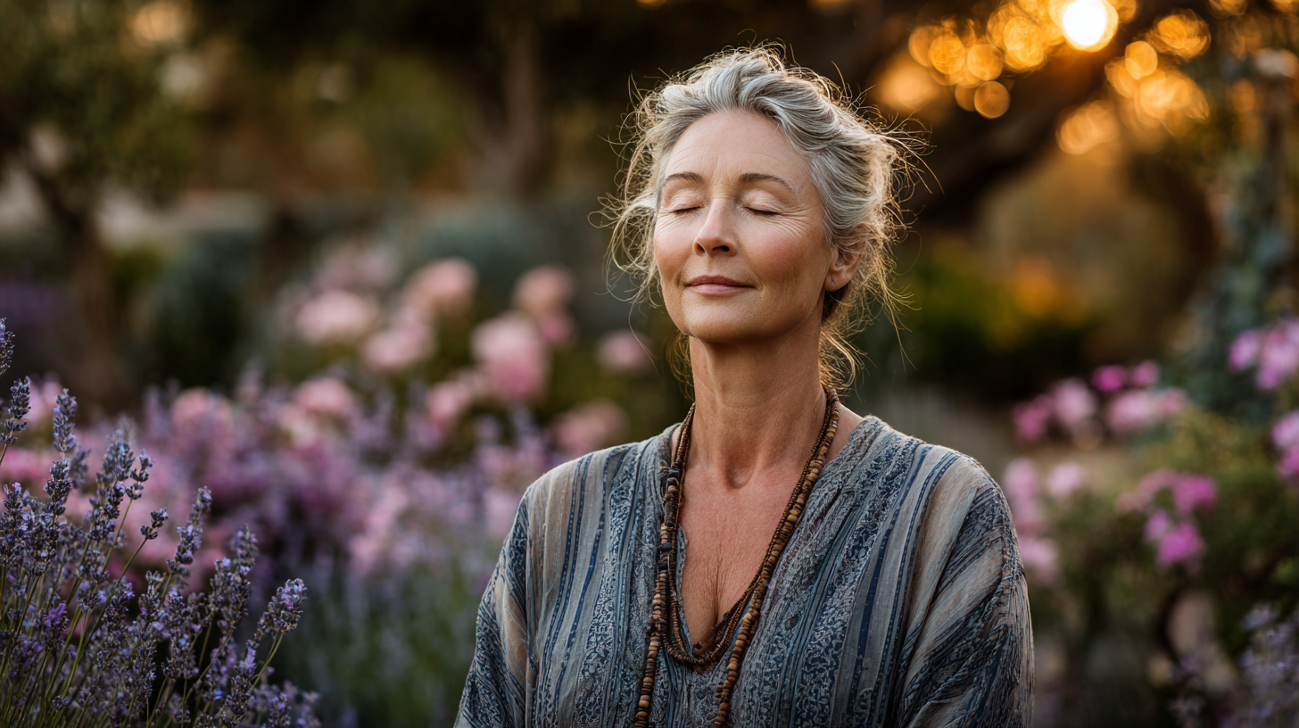 Інструктор йоги працює з жінкою старшого віку індивідуально